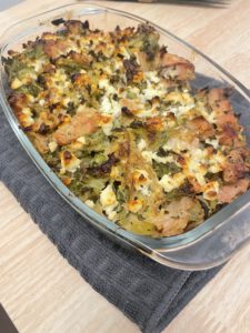 Recette gratin poireaux feta et poulet